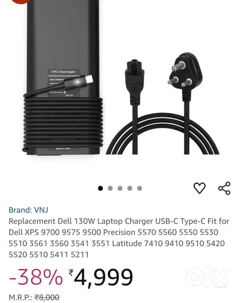 Dell laptop 130w usb c type charger