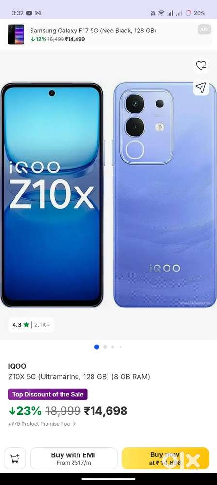 Iqoo z10x  , vivo t4x  same  8/128  Best condition 20 day old