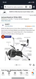 Klikfit Air Bike Exercise Cycle Indoor Stationary for Home Gym