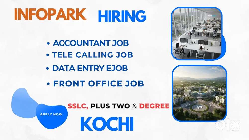 SSLC ABOVE DATA ENTRY JOB COCHIN INFOPARK FOOD ACCOMMODATION