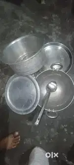 1 Month Used –Utensils Set (Rice Pot, Kadhai, Plate, Glass & Lid)