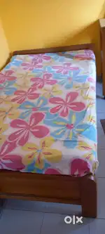 Single bed made by Segun wood with  double mattress at very low price
