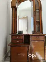 Vintage Solid Wood Wardrobe with Mirror