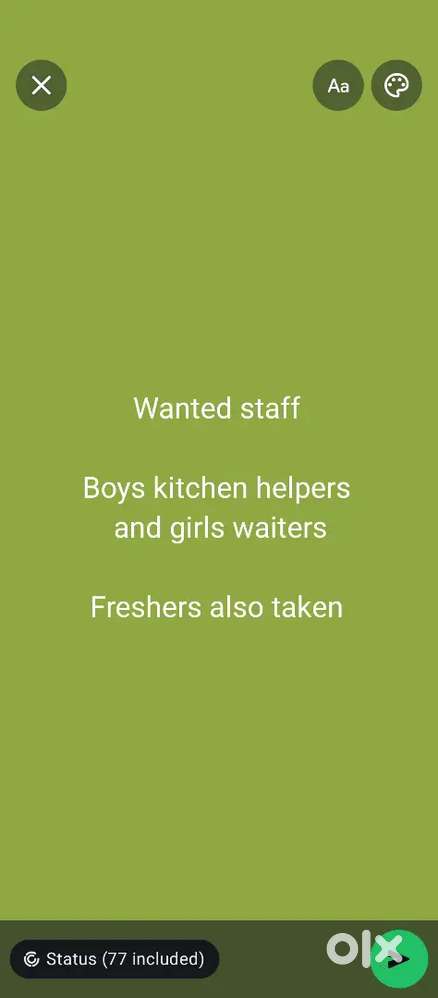 Wanted kitchen helpers boys and service girls