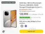 IQOO Neo 10R 8-256GB  5 months old