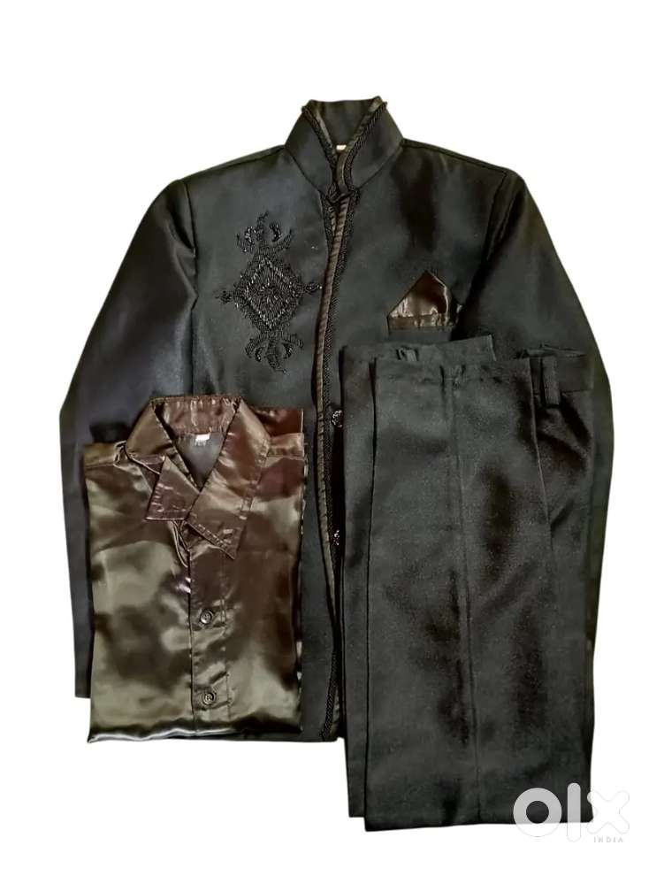 4 Piece Black Coat Pant Set for Boys (9-14 years)