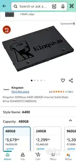 Kingston 480gb SSD and samsung 8GB DDR3 RAM
