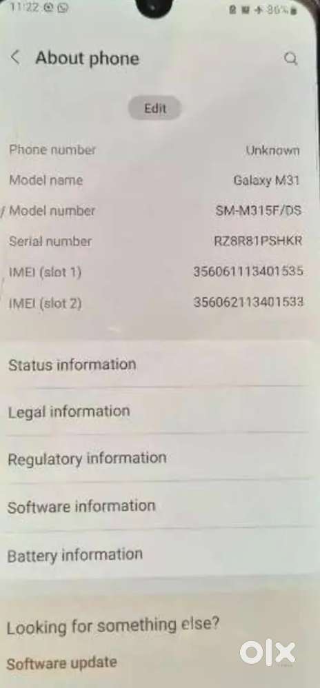 Samsung M31 128GB & 8GB OCEAN BLUE COLOUR