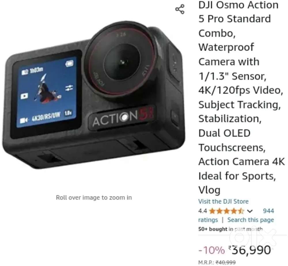 DJI Action 5 Pro standard combo 3 months old