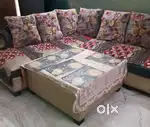 L-shape sofa with square table