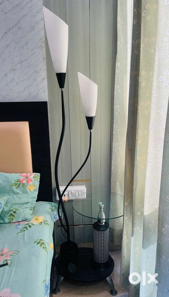 Lamp shade with glass shelves