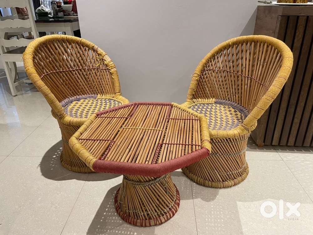 Cane chair and table set