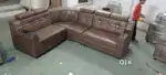 NEW MODEL L SHAPE SOFA SET WITH GOLDEN BUTTONS WOODEN HANDLE