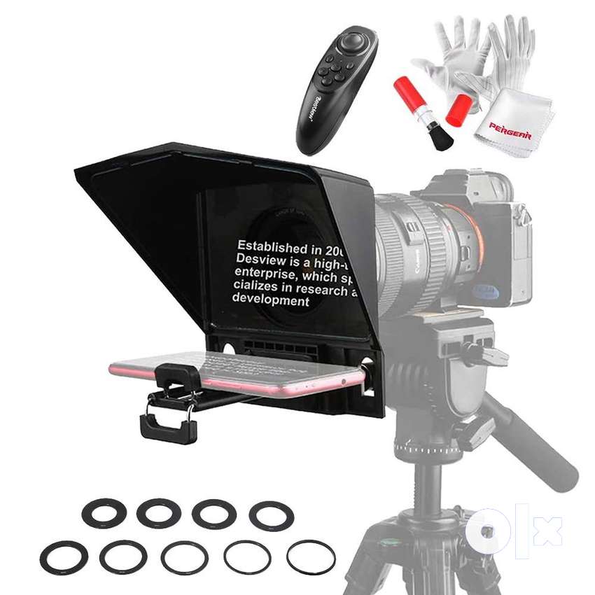 Desview T2 Portable Teleprompter Kit with Lens Adapter Ring, Remote Co
