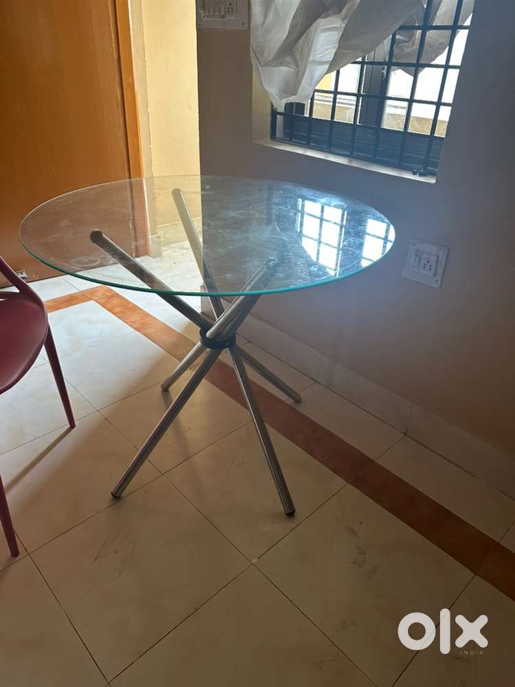 Round Glass Dining / Coffee Table with Stainless Steel Legs