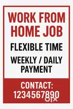 Work from home job - part time/full time job - weekly payment