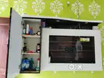 40 inches wooden led panel with cabinet/storage.