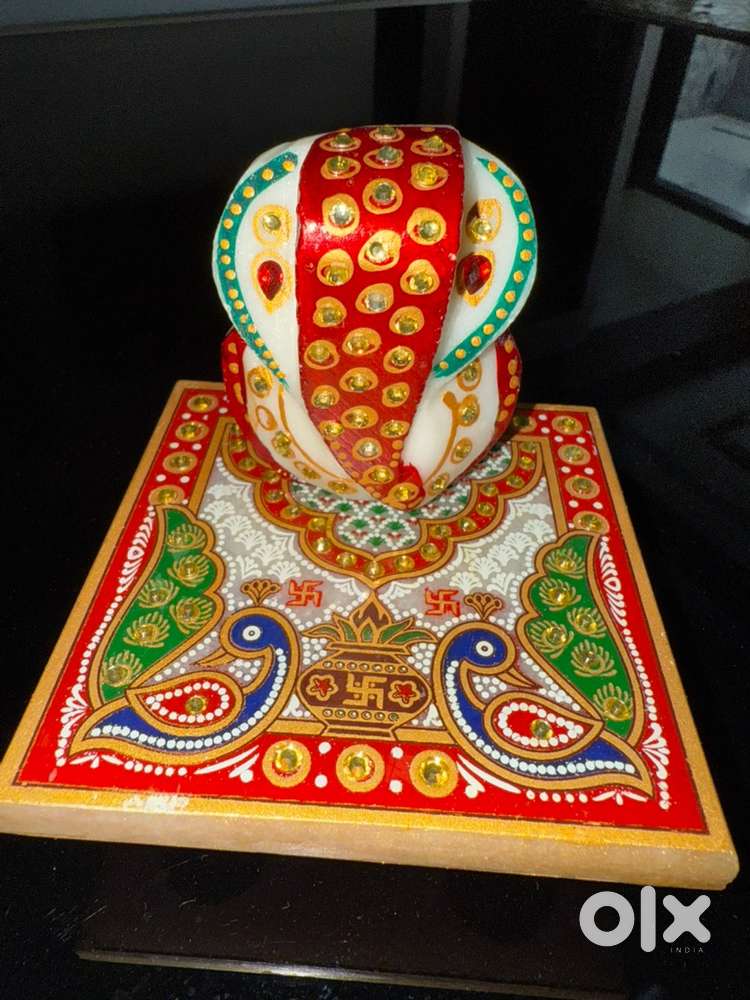 Marble Ganesh Ji Idol with Decorative Chowki  Brand New