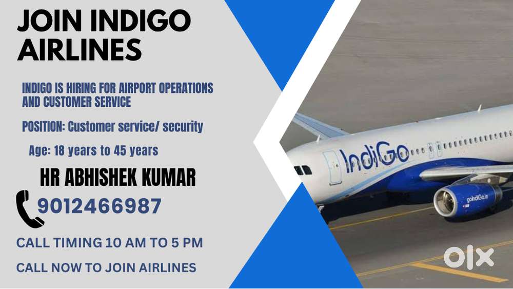 IndiGo Airlines Job- Airport Ground Staff, Cabin Crew, Driver & more.