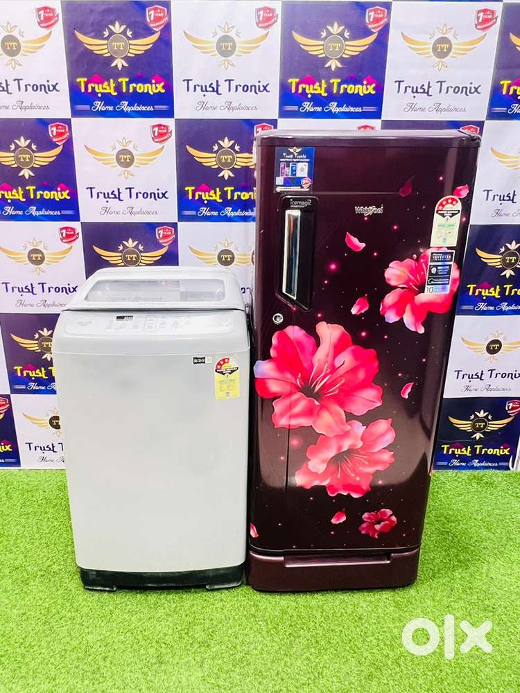 Whirlpool 200ltrs refrigerator and Samsung machine combo available
