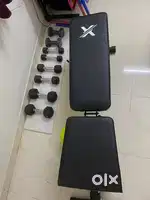 Foldable Gym Bench press with Adjustable incline and Dumbbells