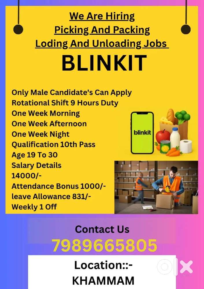 Wanted picker and packer jobs available in khammam