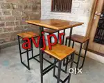 New cafe furniture wooden top with iron frame table with stool restaur