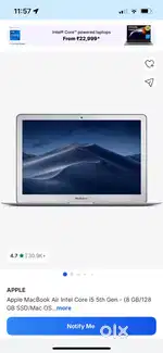 Mac book air intel 5th gen