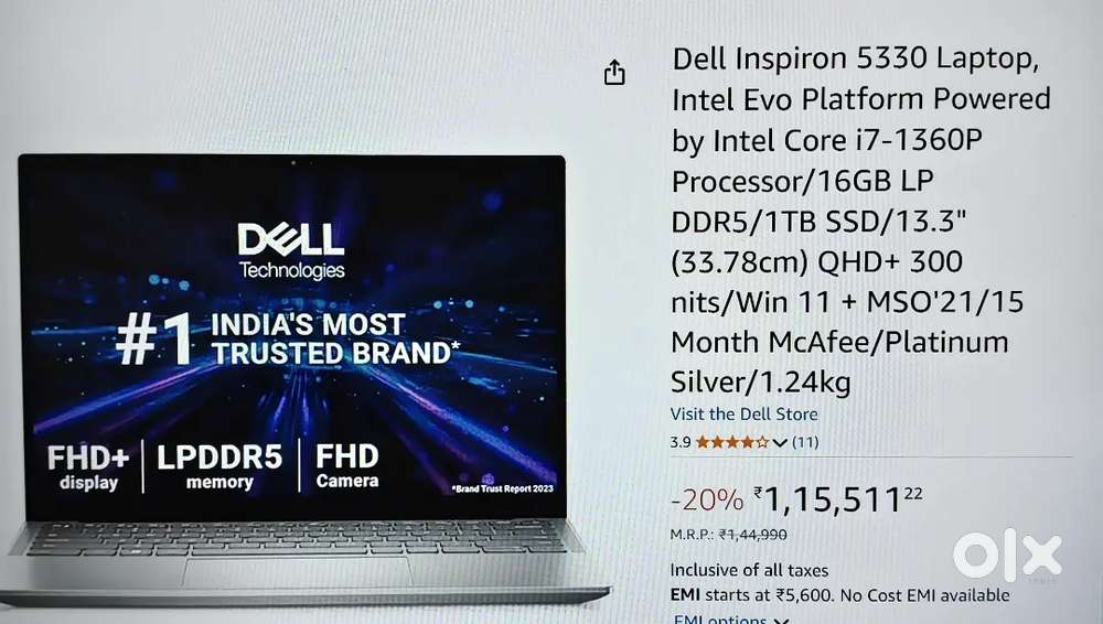 Dell i7 13th gan laptop with dell warranty panding till 2027