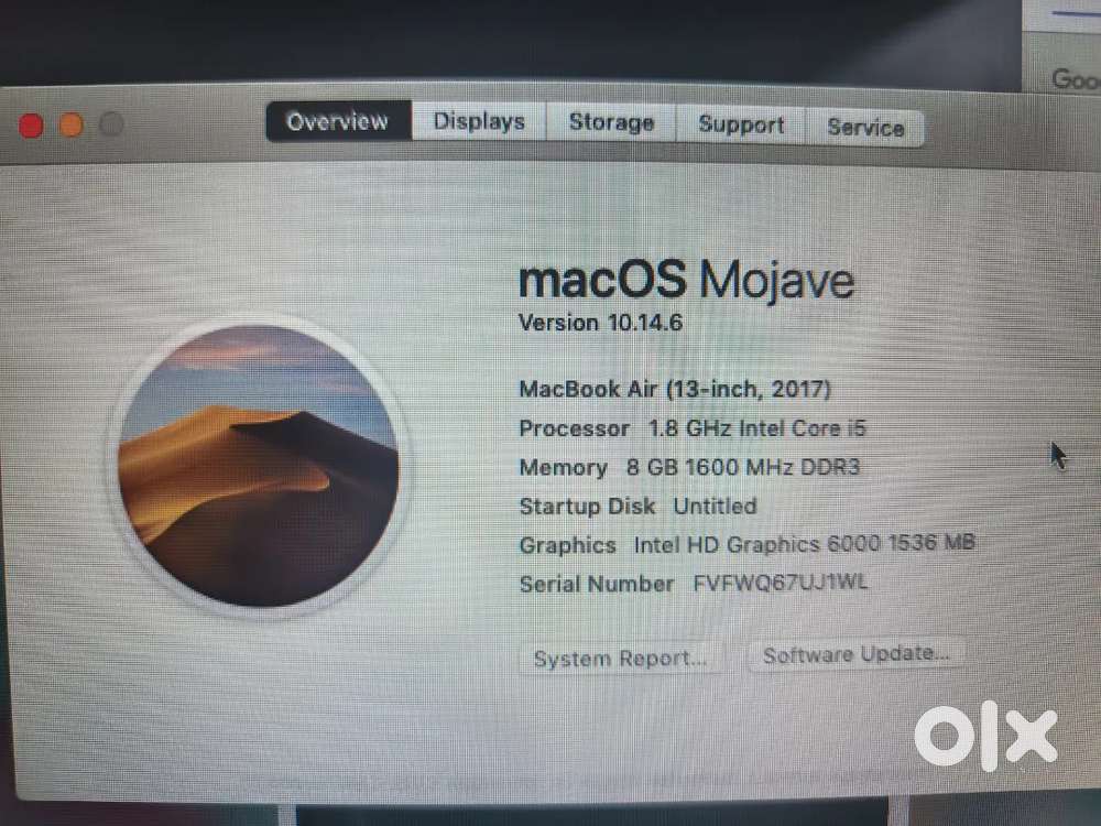 MacBook Air 13 core i5 8,gb ram 156,gb ssd