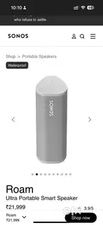 Sonos Roam Portable Wireless Bluetooth Speaker with Airplay 2 Support