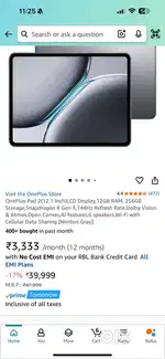 OnePlus Pad 2(12.1 Inch)LCD Display, 12GB RAM, 256GB