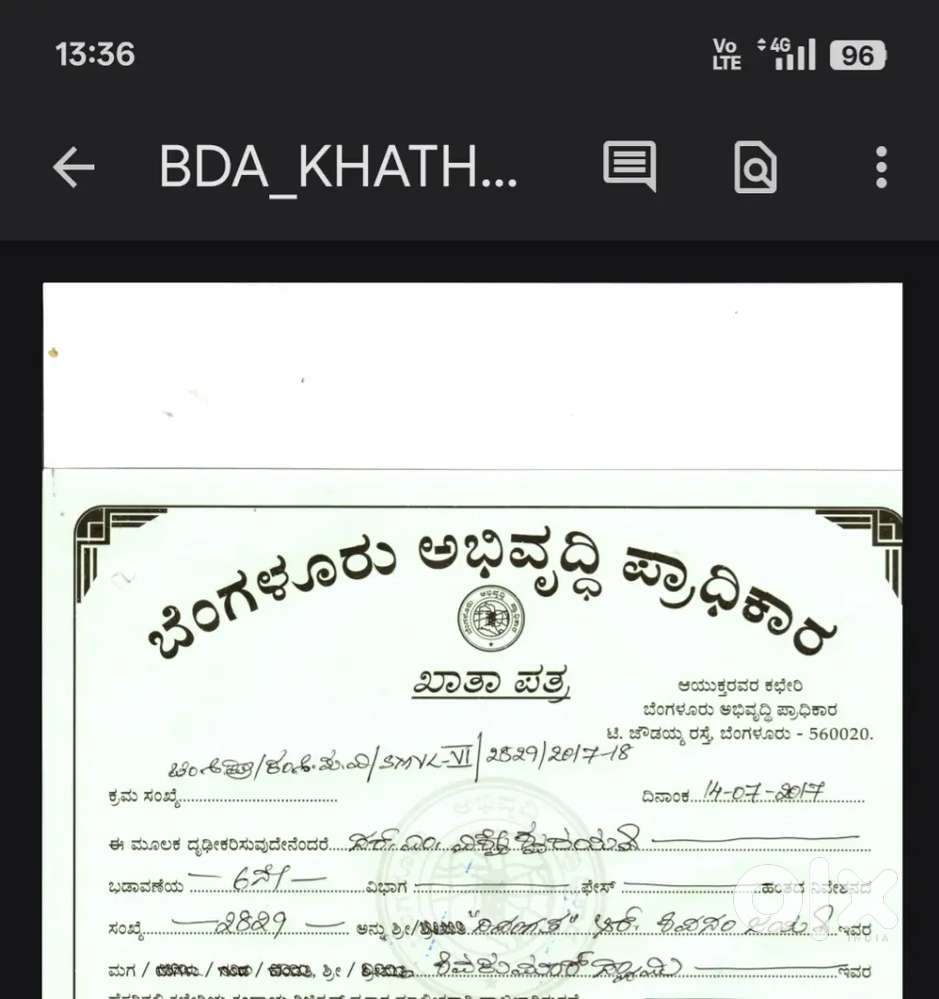 BDA site for Sale SIR MV LAYOUT 6th Block