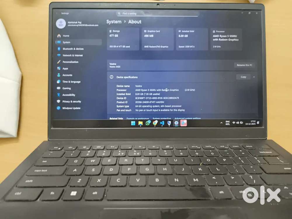 Original Dell Vostro Laptop 8Gb/512GB SSD