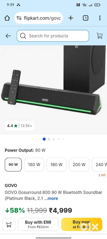 Govo sound bar 90w box 1month old