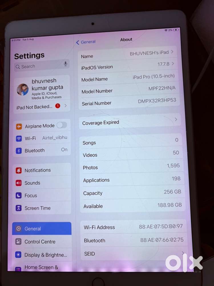 Ipad pro 256 gb 5 year old