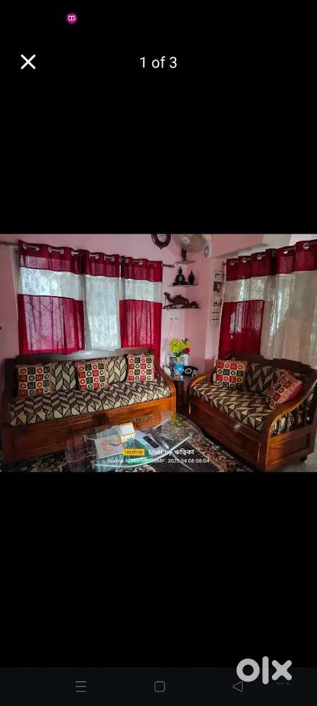 Wooden sofa with centre table