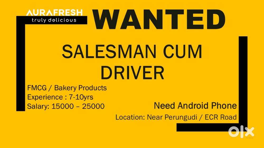 Wanted Drivers for Bread Distribution Job Near OMR or ECR