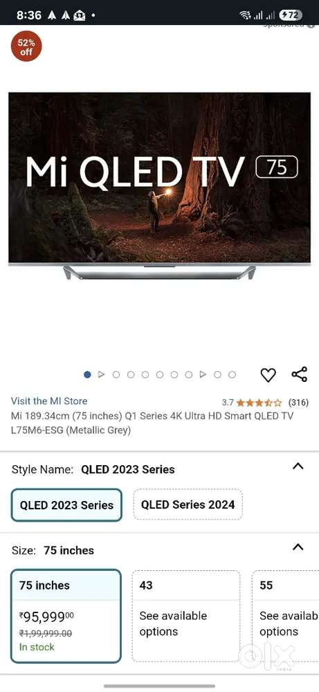 Mi 75 inch TV q1 series 4k ultra HD smart QLED tv