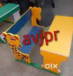 New cartoon character side wooden school furniture set