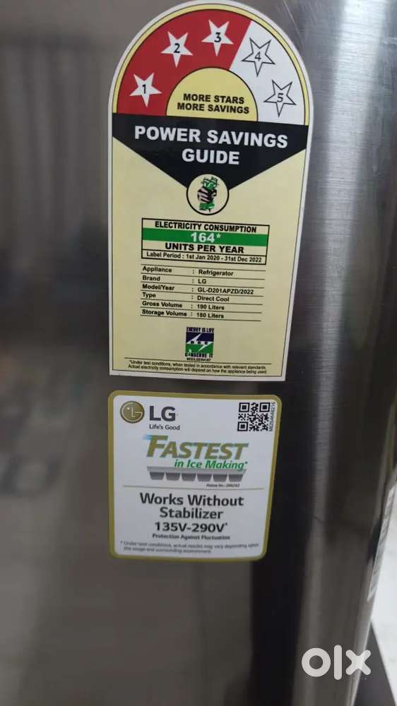 3 star 190Ltr single door refrigerator and good running condition