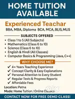 Need Tuition for Nursery to Class 6 in patna