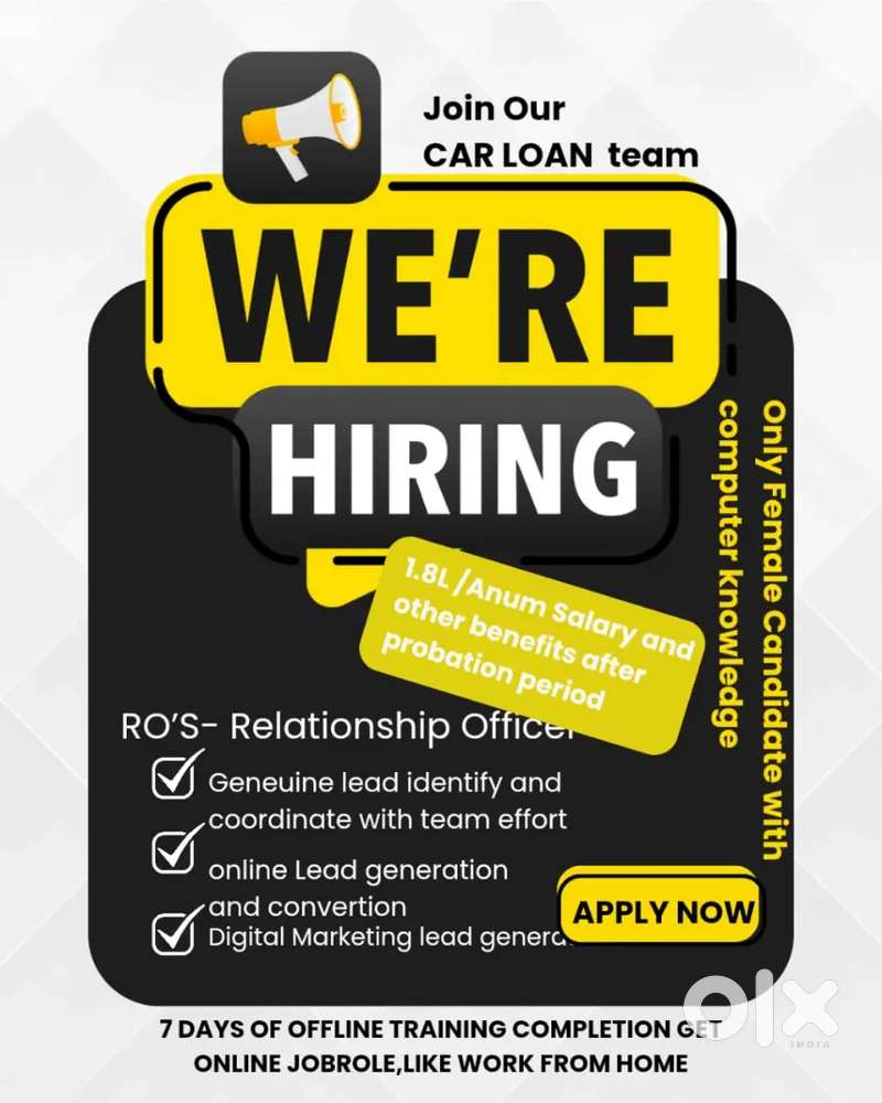 RM & Relationship Officer – Car Loan Sales (Female Only)