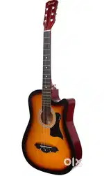 Guitar Acoustic, Sunburst orange colour with bag and capo.
