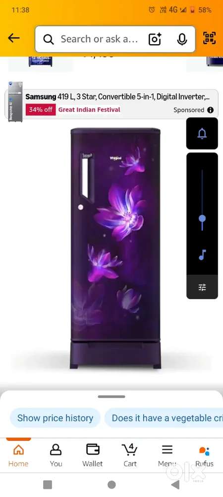 Whirlpool new packed fridge