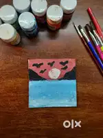 Handmade Acrylic Painting – Sunset Landscape (4x4 inch)
