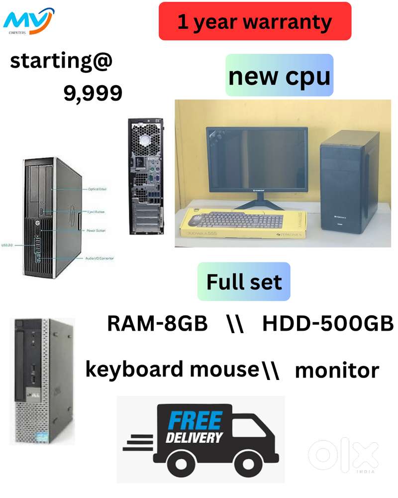Cash on home delivery  Desktop Laptop CPU Full Set i3-i5-i7 Available