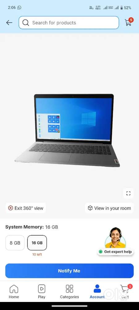 Lenovo IdeaPad Slim 1 AMD Ryzen 5 Hexa Core 5500U -16 GB/512 GB SSD