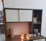 Wooden Computer Table with Double Drawer and Storage Sections