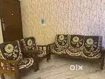 5 seater teak wood sofa with cushions